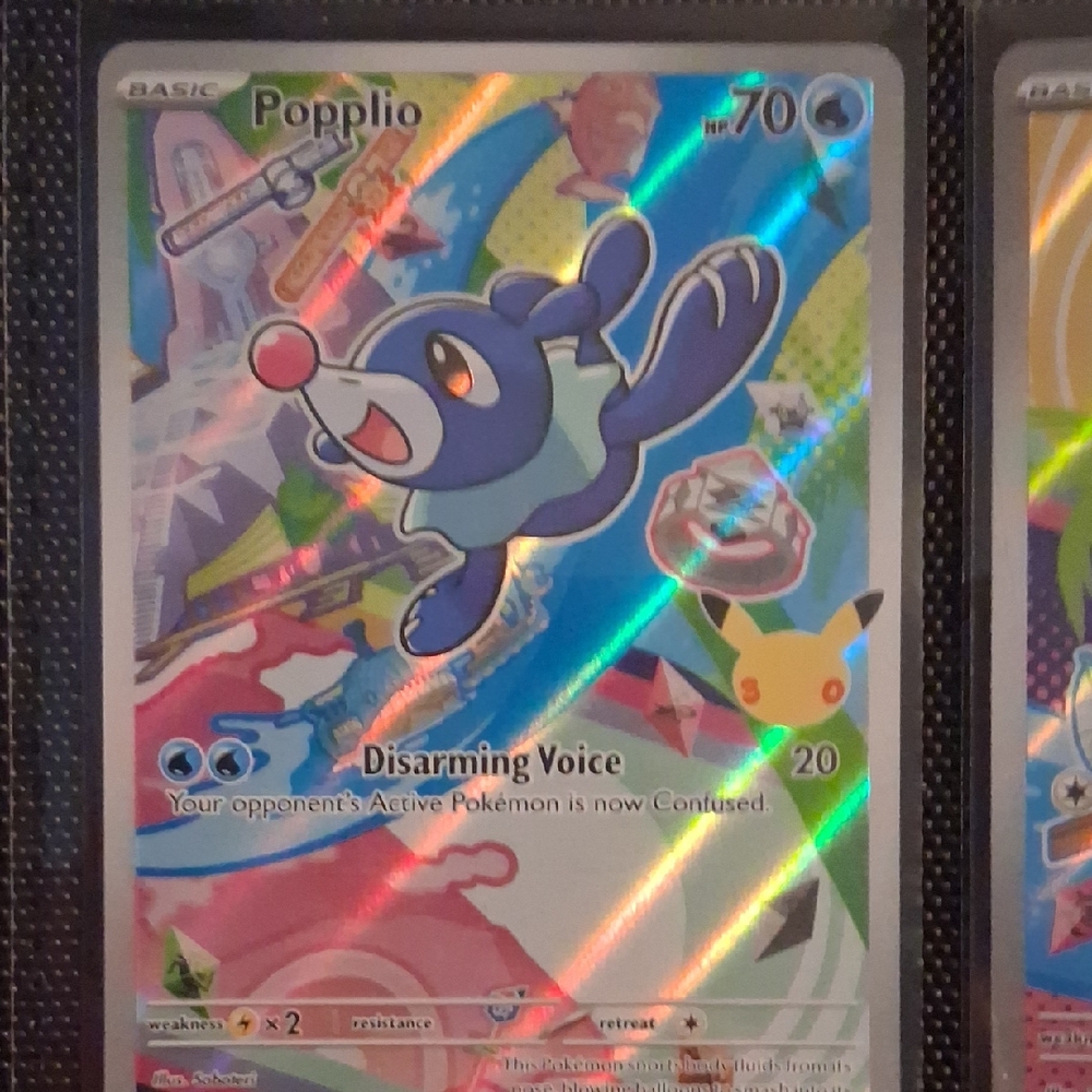 Pokemon Popplio Holo Silver Blue Green Pink Card